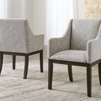 Burkhaus - Dining UPH Arm Chair (Set of 2) - Beige / Dark Brown