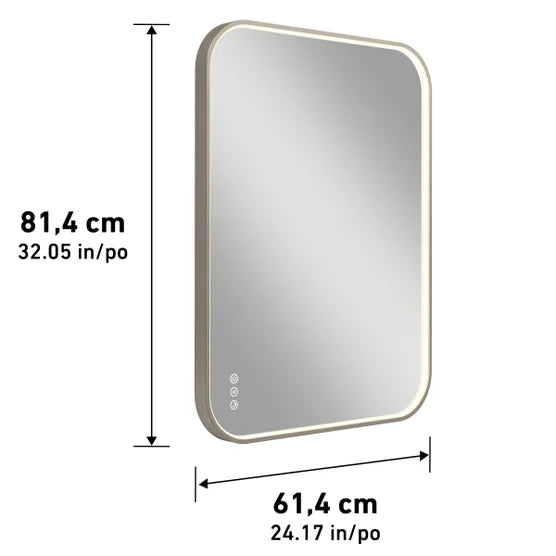 Artika Royce 32” x 24” LED Wall Mirror with Defogger  Brushed Nickel