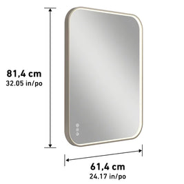 Artika Royce 32” x 24” LED Wall Mirror with Defogger  Brushed Nickel