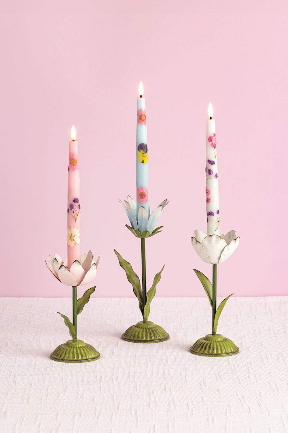 Metal Flower Taper Candle Holder