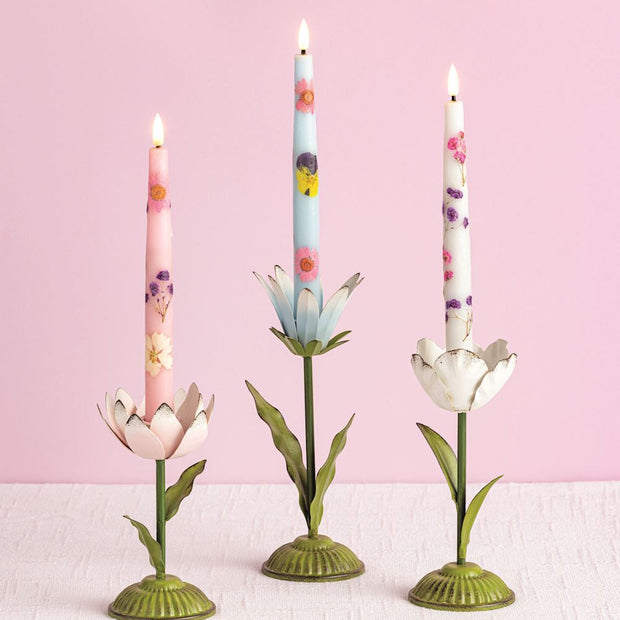 Metal Flower Taper Candle Holder