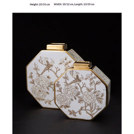 Modern Chinese Gilded White Porcelain Tabletop Vase
