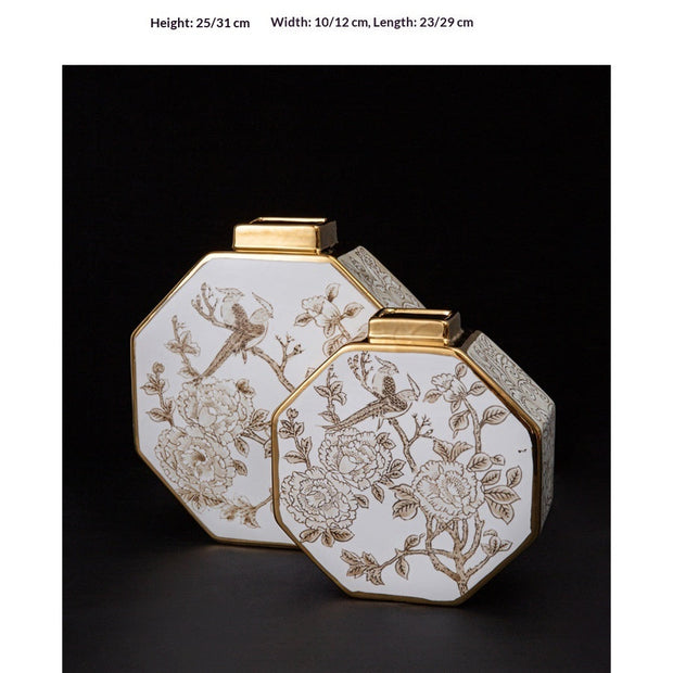 Modern Chinese Gilded White Porcelain Tabletop Vase