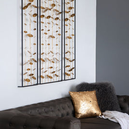 Metal Decorative Wall Art With Frame, Wall Decor For Living Room (Set of 3) - Gold