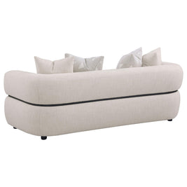 Jeanette 84-inch Fabric Upholstered Round Arm Sofa Beige