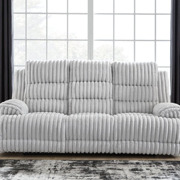 Rhines Falls - Reclining Power Sofa With Drop Down Table - Alloy