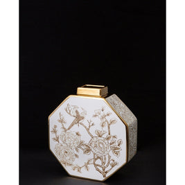 Modern Chinese Gilded White Porcelain Tabletop Vase