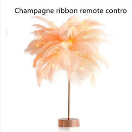 Feather Lamp Nordic Desk Lamp European-Style Bedroom Bedside Feather Table Lamp Night Light Table Lamp Decoration Modern