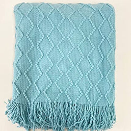 Fennco Styles Modern Textured Weave Knit Throw with Fringe 50