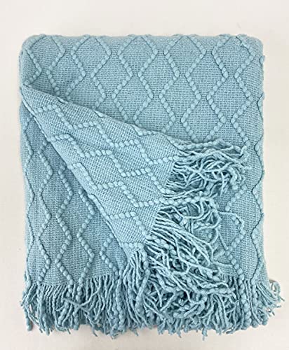 Fennco Styles Modern Textured Weave Knit Throw with Fringe 50
