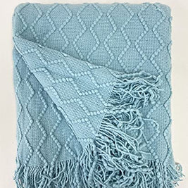 Fennco Styles Modern Textured Weave Knit Throw with Fringe 50
