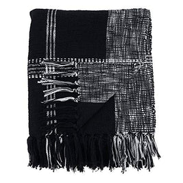 Fennco Styles Luxury Cotton Knit Plaid Modern Tassel 50 x 70 Inch Throw - Throw Blanket for Bed, Couch, Sofa, Home Décor, Ideas