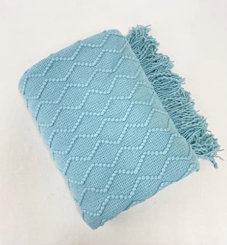 Fennco Styles Modern Textured Weave Knit Throw with Fringe 50