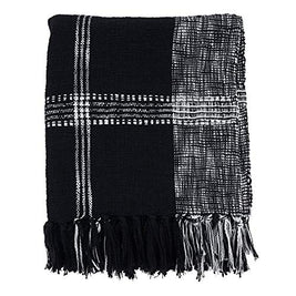 Fennco Styles Luxury Cotton Knit Plaid Modern Tassel 50 x 70 Inch Throw - Throw Blanket for Bed, Couch, Sofa, Home Décor, Ideas