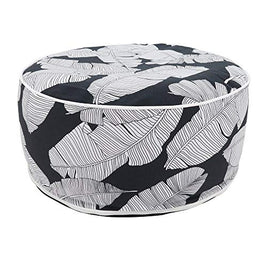 Fennco Styles Modern Tropic Design Round Indoor & Outdoor Pouf – 200lbs Weight Capacity Removable Cover Ottoman for Low Seat, Bedroom, Backyard and Living Room Décor