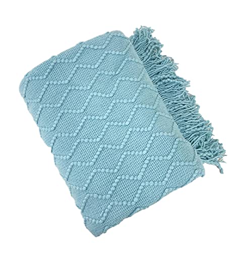 Fennco Styles Modern Textured Weave Knit Throw with Fringe 50