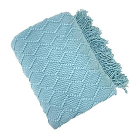 Fennco Styles Modern Textured Weave Knit Throw with Fringe 50