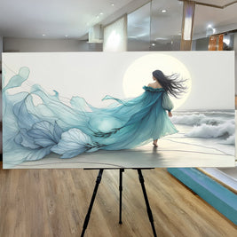 Swirling Winds by the Ocean Abstract Wall Art