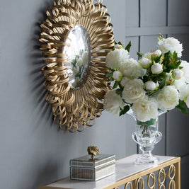 Sunburst Design Wall Mirror Decorative en For Entryway, Modern Living Room - Gold