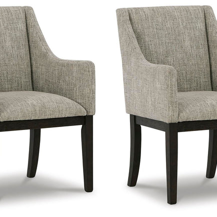 Burkhaus - Dining UPH Arm Chair (Set of 2) - Beige / Dark Brown