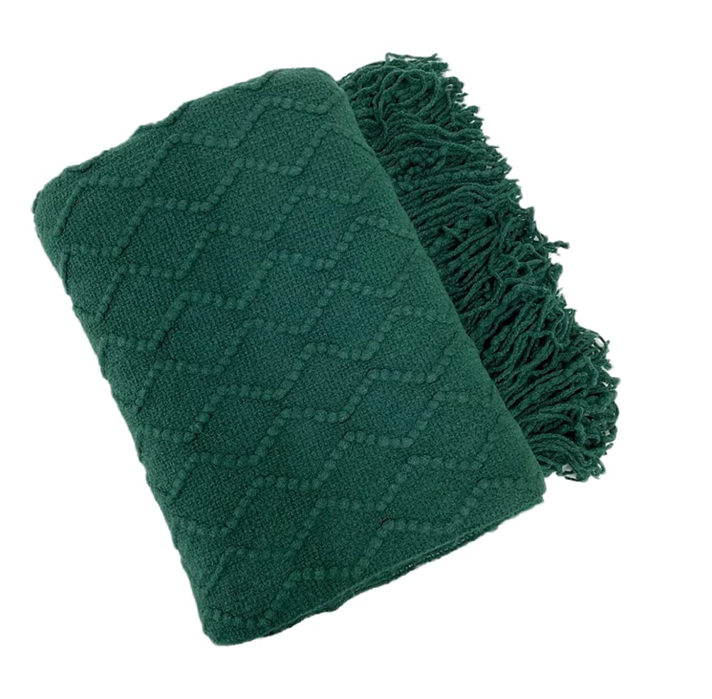 Fennco Styles Modern Textured Weave Knit Throw with Fringe 50
