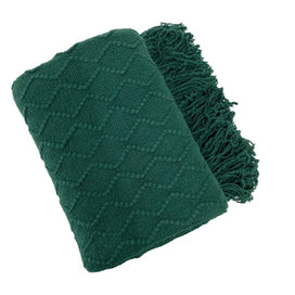 Fennco Styles Modern Textured Weave Knit Throw with Fringe 50