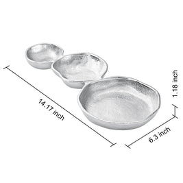 3 Cluster Decorative Bowls Bright Silver Snack Tray Bowl Chip
