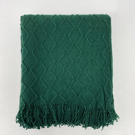 Fennco Styles Modern Textured Weave Knit Throw with Fringe 50