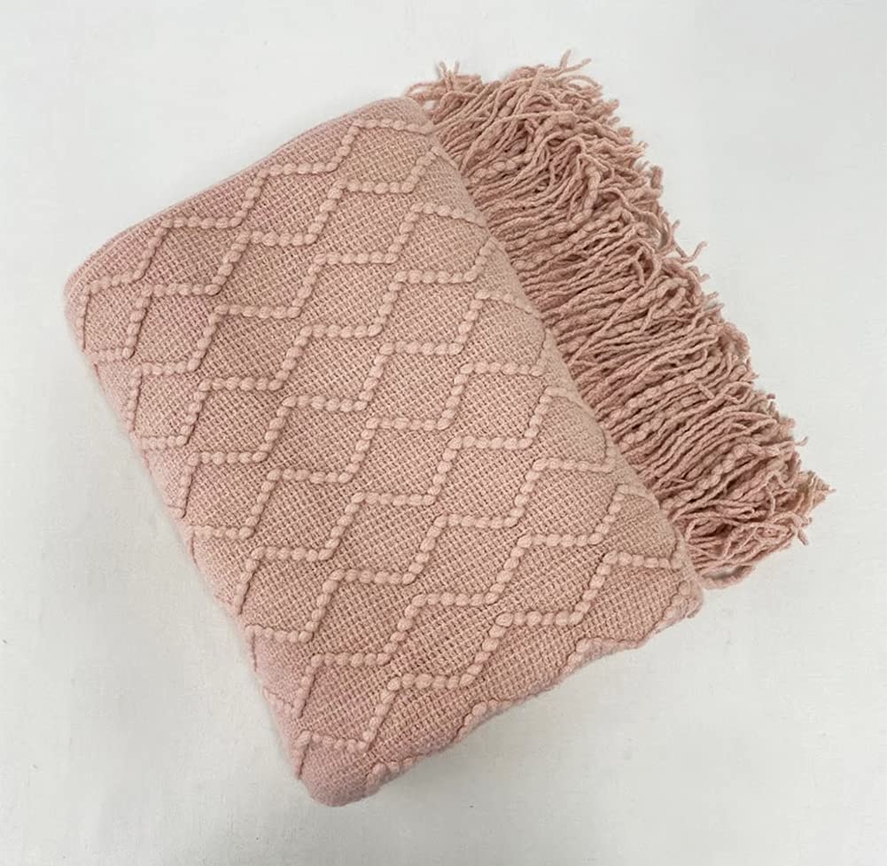 Fennco Styles Modern Textured Weave Knit Throw with Fringe 50