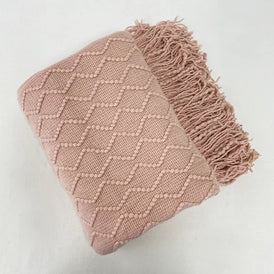 Fennco Styles Modern Textured Weave Knit Throw with Fringe 50