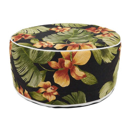 Fennco Styles Modern Tropic Design Round Indoor & Outdoor Pouf – 200lbs Weight Capacity Removable Cover Ottoman for Low Seat, Bedroom, Backyard and Living Room Décor
