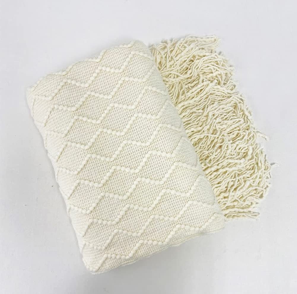 Fennco Styles Modern Textured Weave Knit Throw with Fringe 50