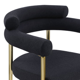 Dining Chairs (Set of 2), Mid-Century Modern Dining Chairs, Kitchen Dining Room Chairs, Round Boucle Backrest Sherpa Dining Chair With Brushed Metal Legs