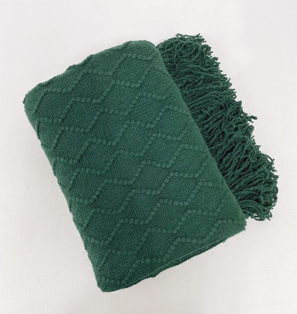 Fennco Styles Modern Textured Weave Knit Throw with Fringe 50