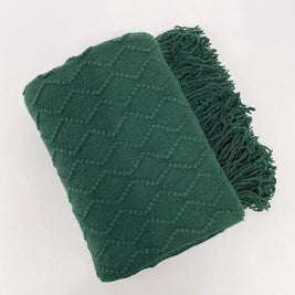 Fennco Styles Modern Textured Weave Knit Throw with Fringe 50