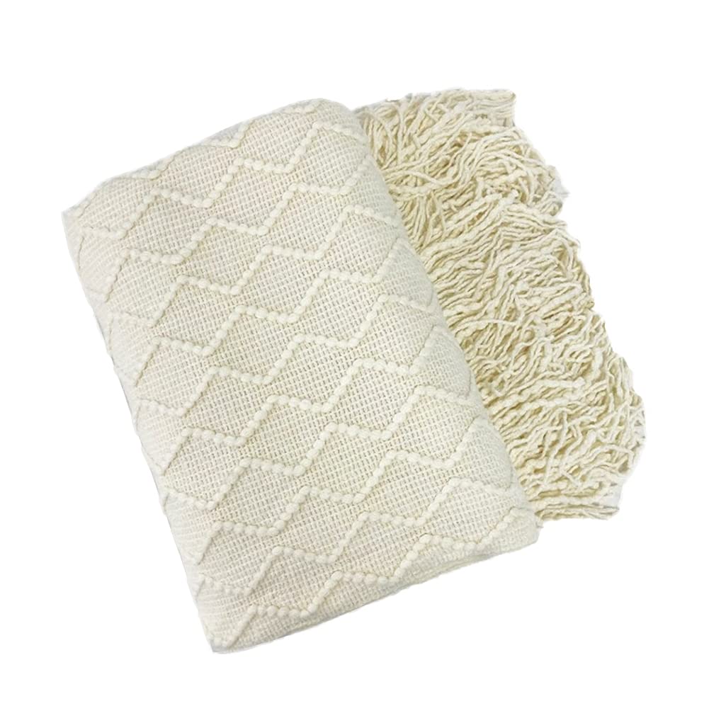Fennco Styles Modern Textured Weave Knit Throw with Fringe 50