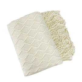 Fennco Styles Modern Textured Weave Knit Throw with Fringe 50