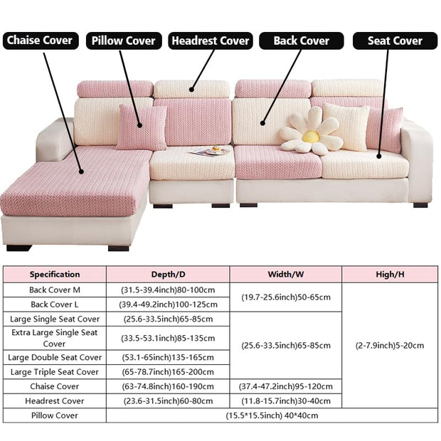 Disayu Sofa Couch Cover Stretch Washable Slipcover Beige Large Double Seat