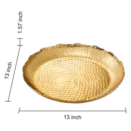 Gold Hammered Decorative Bowl Elegant Aluminum Centerpiece