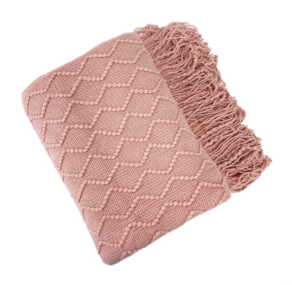 Fennco Styles Modern Textured Weave Knit Throw with Fringe 50