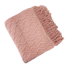 Fennco Styles Modern Textured Weave Knit Throw with Fringe 50
