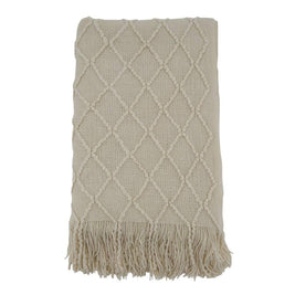 Fennco Styles Diamond Pleats Knit Modern Tassel 50 x 60 Inch Throw - Throw Blanket for Bed, Couch, Sofa, Home Décor, Ideas