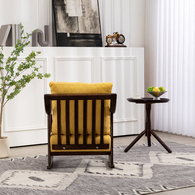 woven fabric Mid Century Modern Accent Chairs Comfy Upholstered Glider Arm Chair with Solid Wood for Living Room Bedroom Balcony