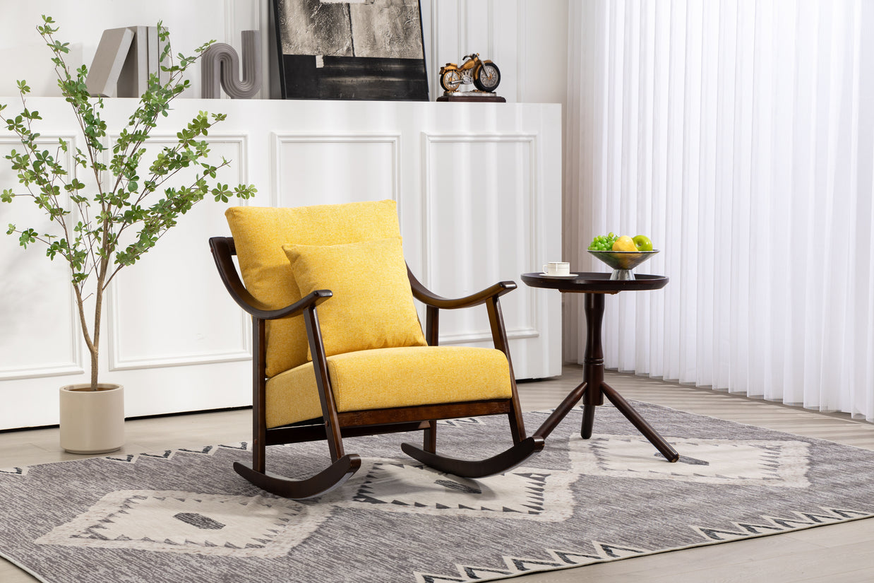 woven fabric Mid Century Modern Accent Chairs Comfy Upholstered Glider Arm Chair with Solid Wood for Living Room Bedroom Balcony