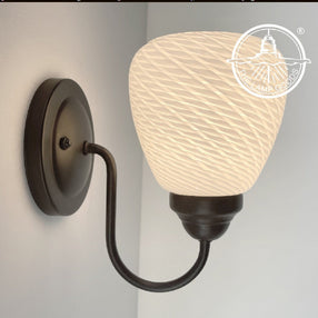 Modern 'Ribbon' 1970's Milk Glass WALL SCONCE Lighting