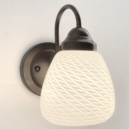 Modern 'Ribbon' 1970's Milk Glass WALL SCONCE Lighting