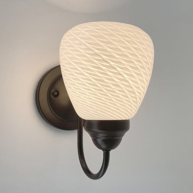 Modern 'Ribbon' 1970's Milk Glass WALL SCONCE Lighting