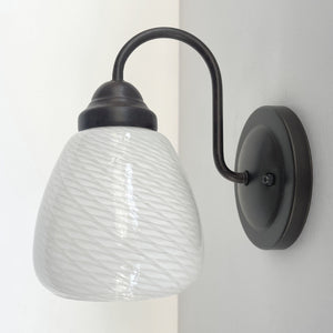 Modern 'Ribbon' 1970's Milk Glass WALL SCONCE Lighting
