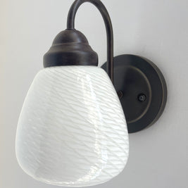 Modern 'Ribbon' 1970's Milk Glass WALL SCONCE Lighting
