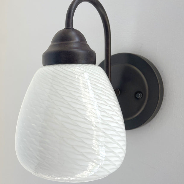 Modern 'Ribbon' 1970's Milk Glass WALL SCONCE Lighting
